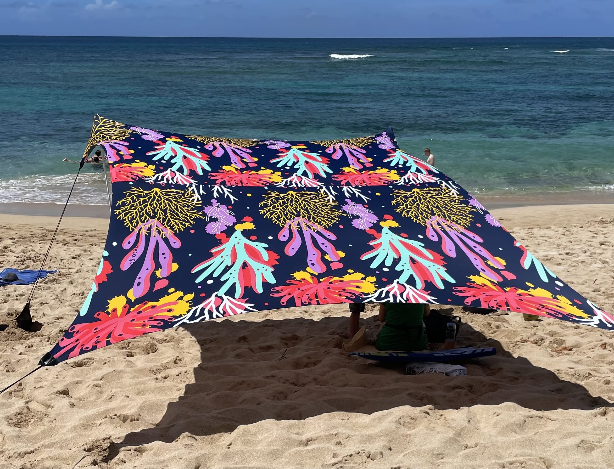 Neso Grande Portable Beach Tent Sun Shelter - Lightweight Beach Shade Canopy - Easy Setup for Family Outings - Patented Reinforced Corners - UPF 50+