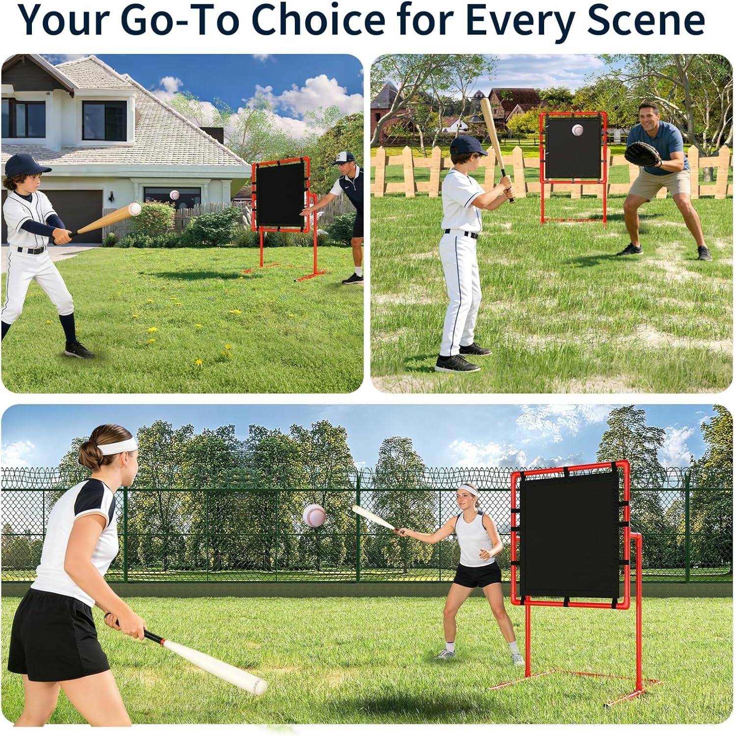 Blitzball Pitching Goal with Strike Zone, Baseball Training Aid for Backyard Practice, Easy Assembly Portable Plastic Frame, Improve Pitching & Hitting Accuracy for All Ages