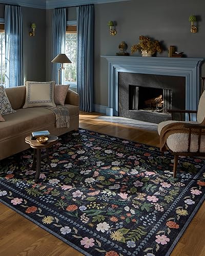 Loloi Rifle Paper Co. Floral Rug - Black - 5' x 7'6" (Rectangular)