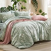 Vista 8 de Bedsure Full Size Comforter Set - 7 Pieces Floral Sage Green Soft Bedding Sets, Full Bed in a Bag with Botanical Flowers Comforter, Sheets