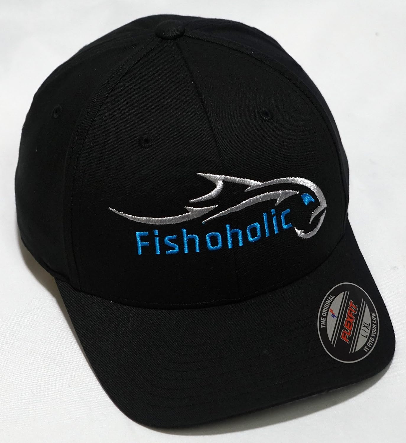 Fishoholic Baseball Fishing Hat – Flexible Fitted - Embroidered Logo, Semi-Fitted, S/M & L/XL Sizes – Fishing Enthusiast Gift - Image 5