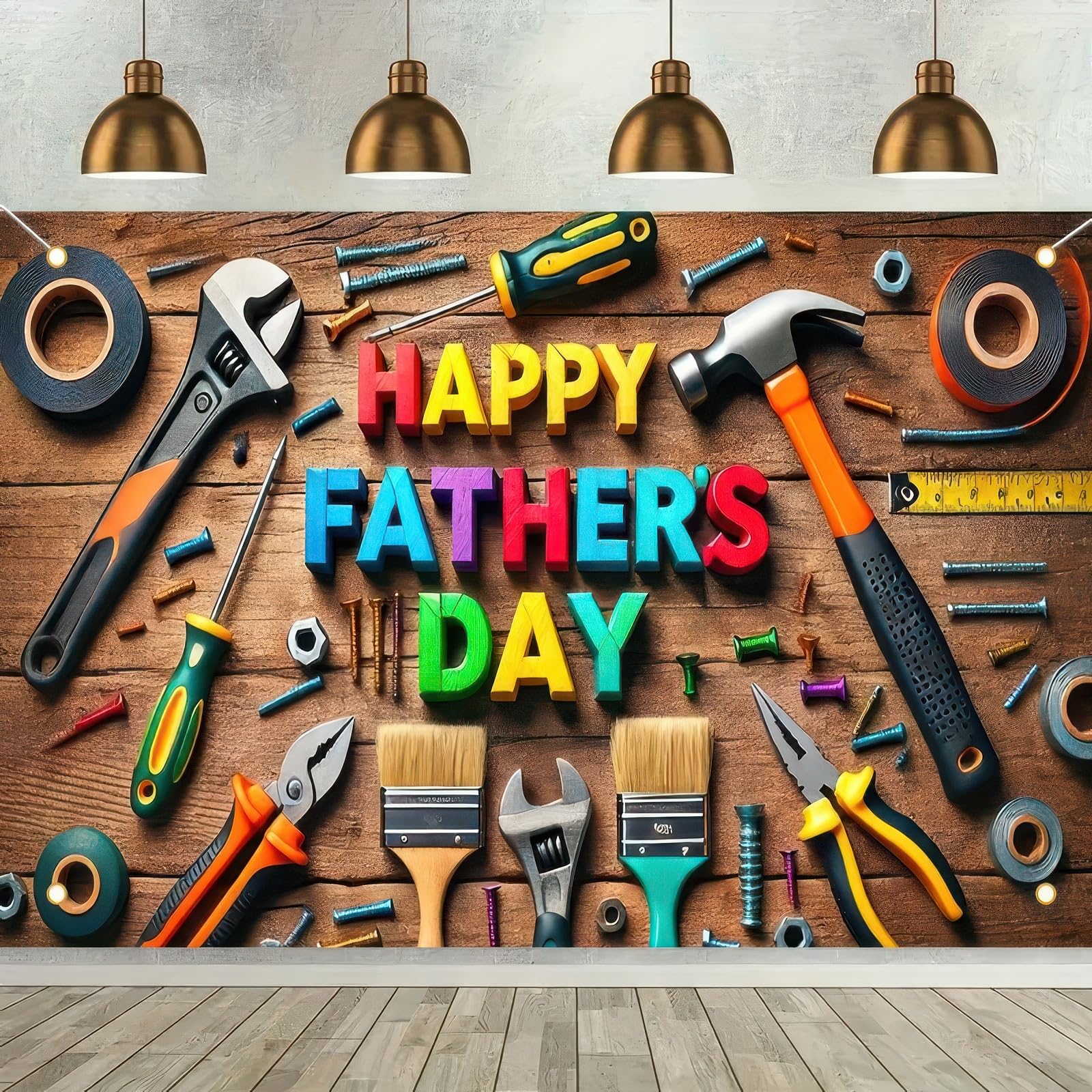 BlissYard Happy Father's Day Photography Backdrop Banner Fixing Tools Fathers Day Theme Party Decorations Supplies Indoor Outdoor 71 x 43 Inch I Iove