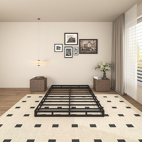 Miniatura 6 de Base para colchón de resorte de metal resistente de 5 pulgadas, base de cama con alta capacidad de 3000 libras, soporte antideslizante, estructura