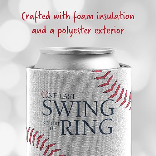 Miniatura 7 de VictoryStore Enfriadores de latas personalizados para despedida de soltero de béisbol, un último columpio antes del anillo, juego de 6 fundas