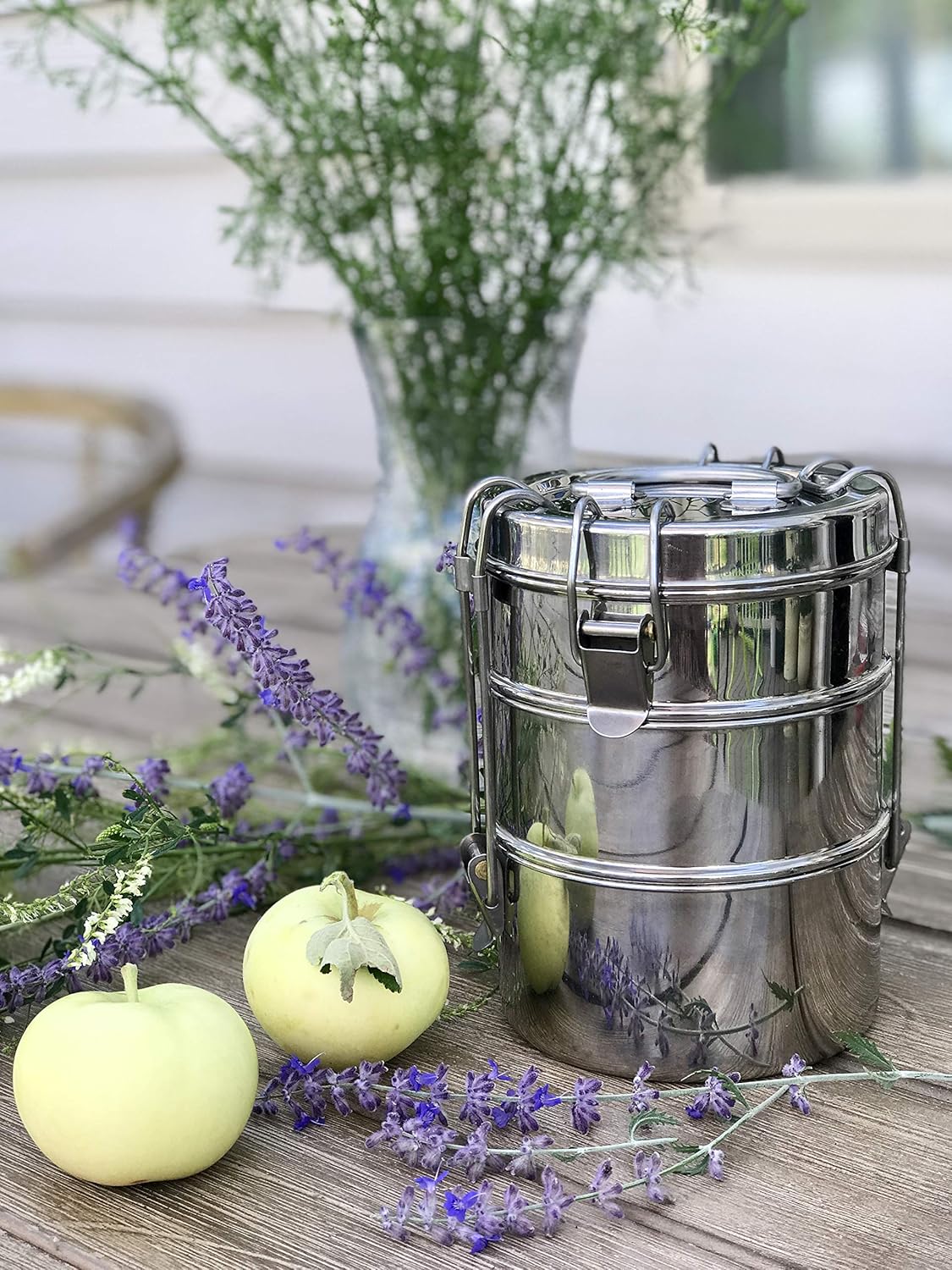 To Go Ware Large 3-Tier Stainless Steel Lunch Box with Small Sidekick Container | Tiffin Lunch Box | Eco Friendly