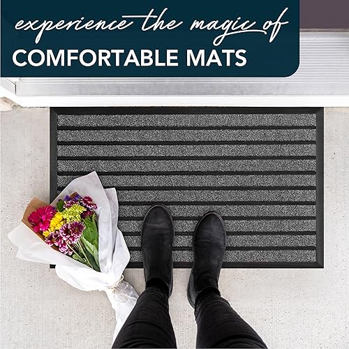 Miniatura 8 de ubdyo Tapete extra duradero para puerta que atrapa la suciedad, para exteriores, antideslizante, para puerta delantera, perfil bajo, tapete para