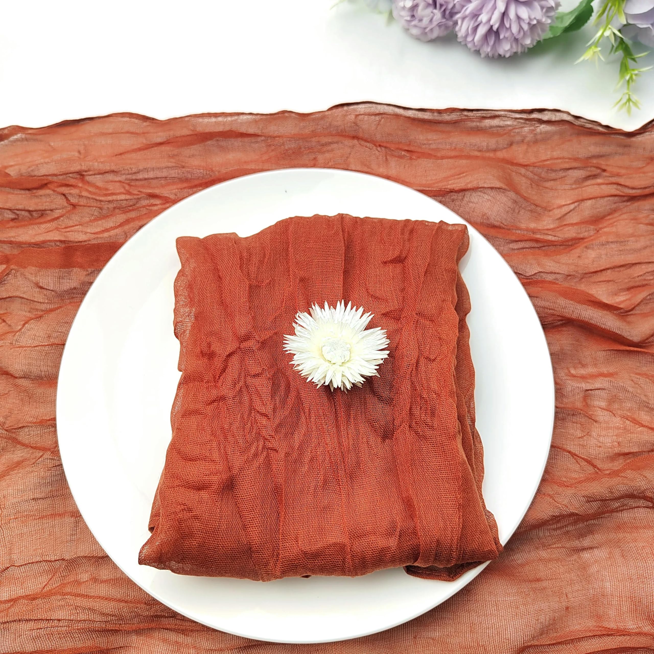 Serwetki na stół z gazy, 20 sztuk 42 * 42CM Serwetki Bawełniane serwetki lniane Ręcznik do codziennego użytku Wystrój stołu weselnego(Rust Red)