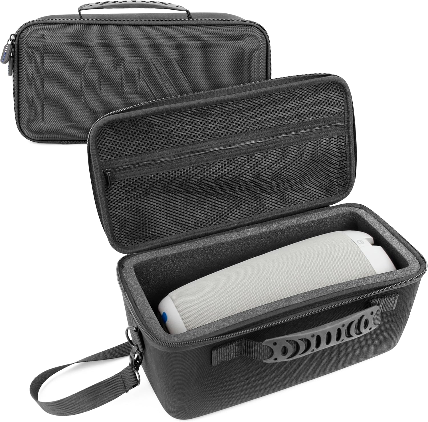 CASEMATIX Travel Case Compatible with Meeting Owl 3, 2, Standard, Pro and Meeting Camera 360 Video Conference Accessories - Rugged Hard-Shell Cases with Shock-Absorbing Foam and Shoulder Strap