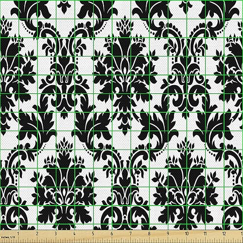 Vista 715 de Lunarable The Yard, tela azul real de The Yard, patrón de cerámica inspirado en el Medio Oriente estilo marroquí, estampado oriental, tela de satén