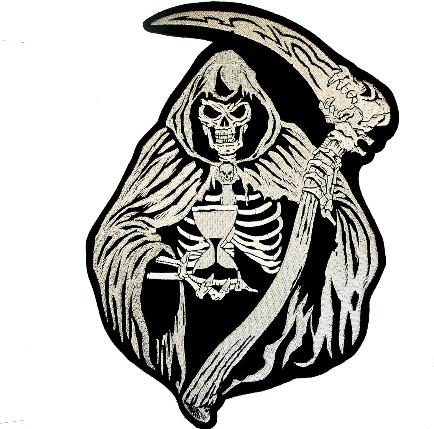 Large Grim Reaper Holding Hour Glass 9" X 12" Biker Iron on Back Patch IVANPL3587 LD3