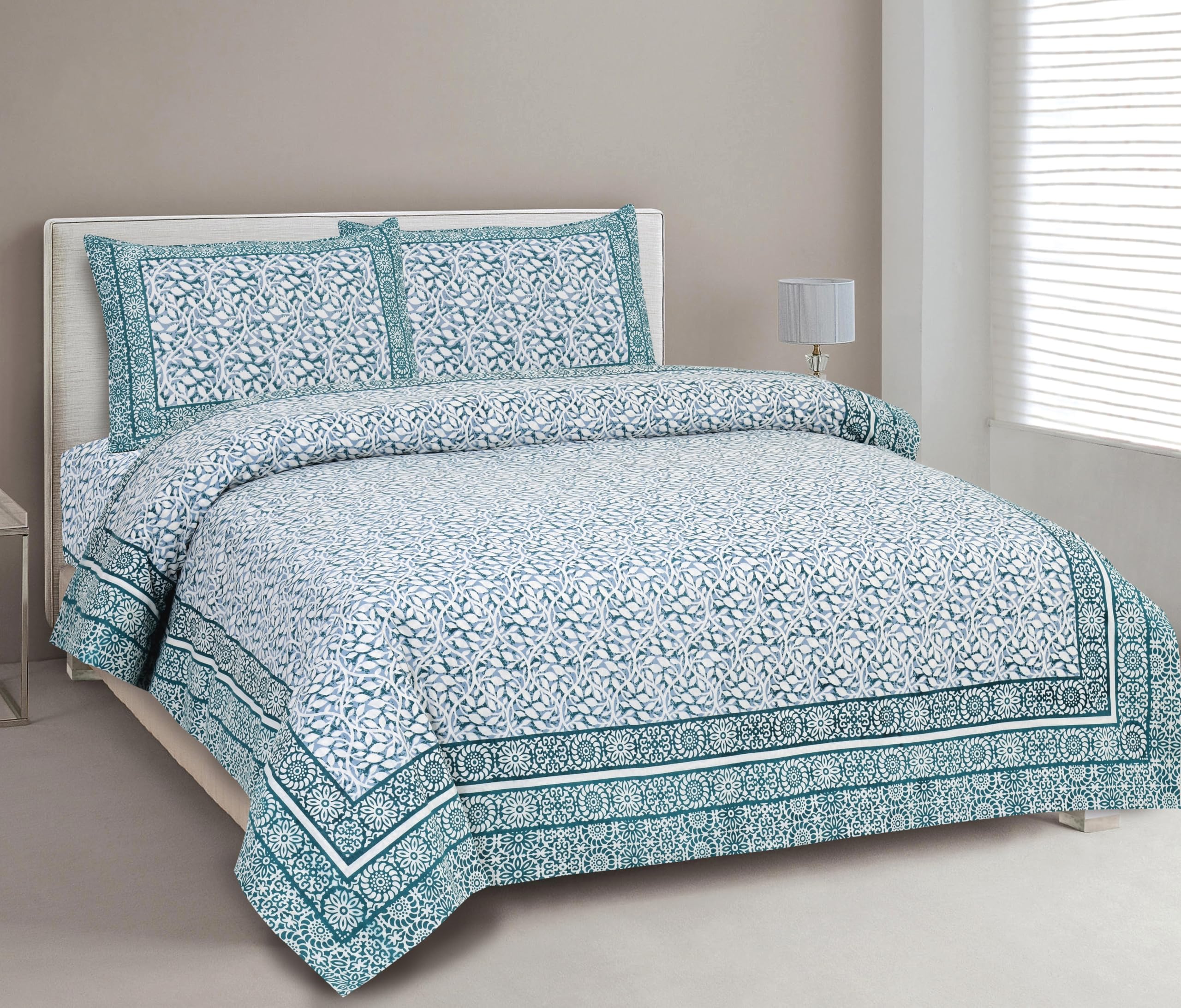 CLOTHOLOGY Bedsheet for Double Bed King Size | Jaipuri Rajasthani Cotton Bed Sheet | 1 King Size bedsheet with Pillow Cover | 240 TC Jaipuri Prints Flat Double Bed Bedsheet Cotton King Size-image-37