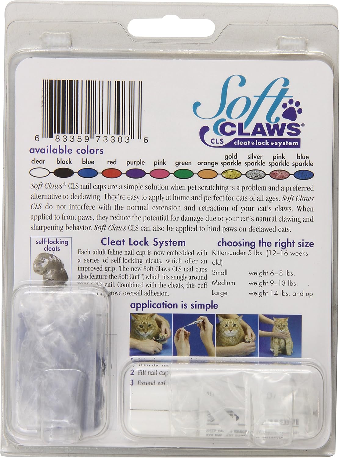 Pet Nail Clippers : Soft Claws for Cats - CLS (Cleat Lock System), Size Small, Color Blue