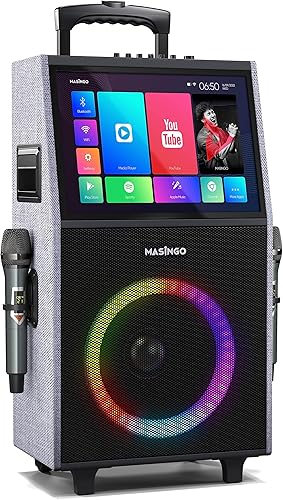 Máquina de karaoke para adultos y niños - Equipo para cantar portátil con bluetooth sistema de altavoces PA  2 micrófonos inalámbricos luces de