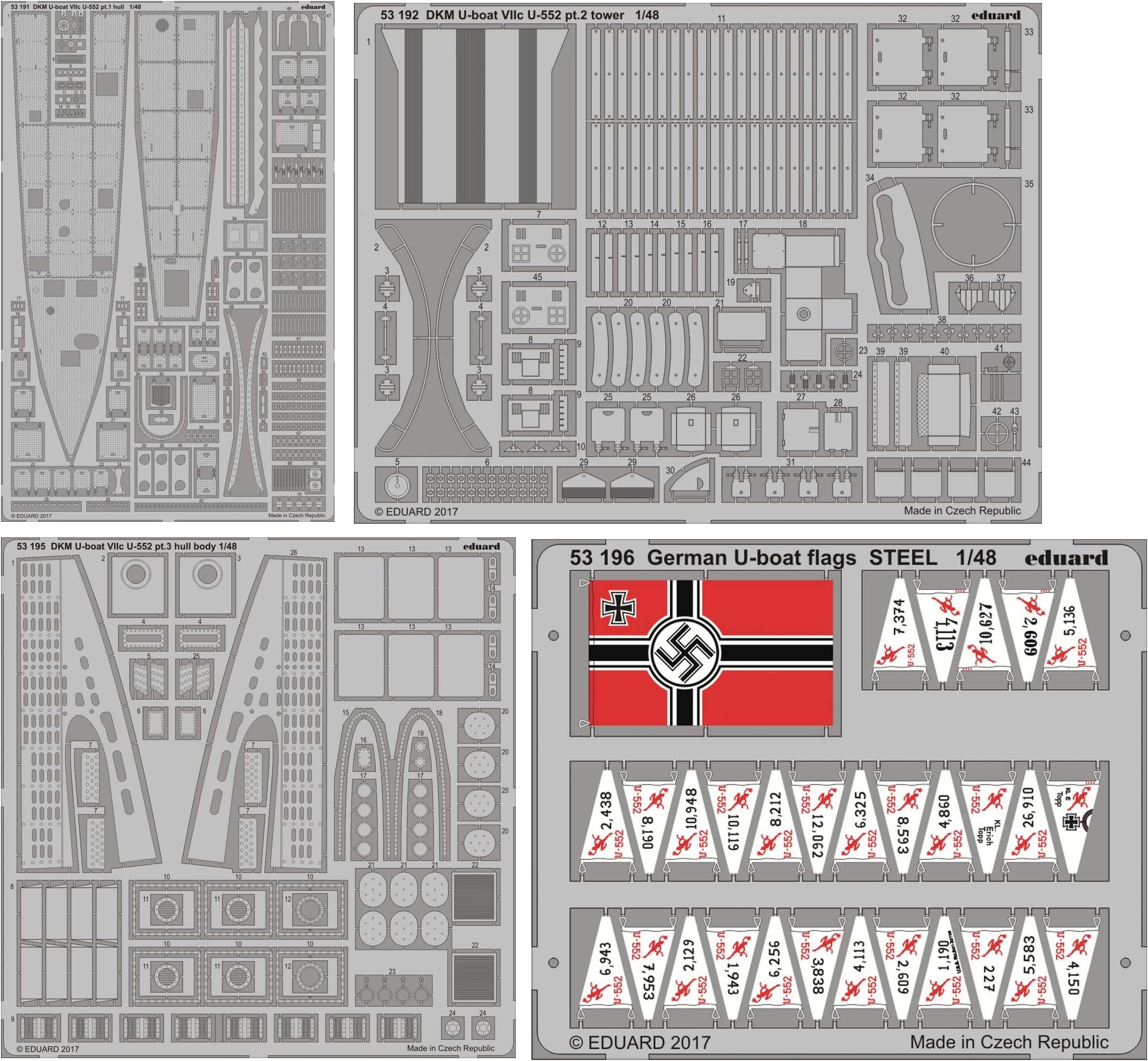 Eduard EDBIG5332 Big Ed Set 1:48-DKM U-Boat VIIc U-552 (Tru) Photo-Etched Accessories, Various