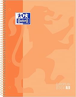 Oxford cuaderno Europeanbook 1, microperforado, tapa extradura, espiral, a4+, cuadrícula 5x5, color melocotón,
