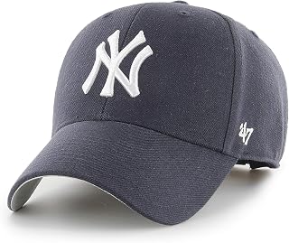 47 MLB New York Yankees MVP Unisex Baseball Cap : Adjustable Hook & Loop Strap : White Logo : Colour Navy Blue