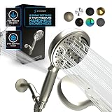 SparkPod 5 Inch Handheld Brushed Nickel Shower Head - 9 Spray Settings With On/Off Switch - Pulsating Rain