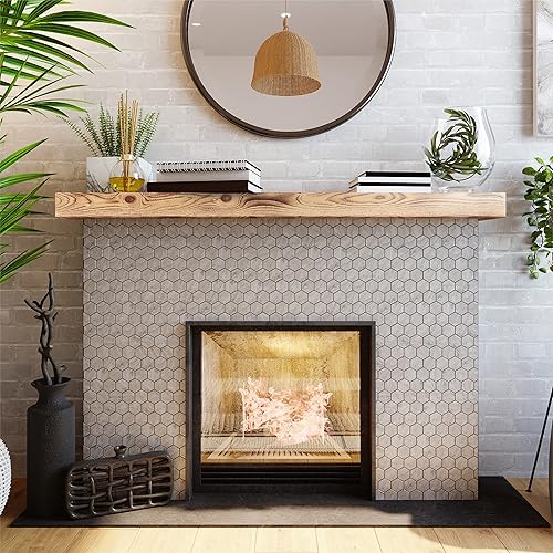 BODRUM WOODEN Beam - Estante flotante rústico de madera maciza, estante de chimenea rústica, repisa de repisa, pintura a base de agua, pino macizo, disponible en Yaxa Venezuela