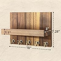 Vista 2 de Rebee Vision Soporte de Pared para Llaves de Madera de Acacia – Soporte para Llaves Estilo Granja para Pared y Organizador de Correo con Estante