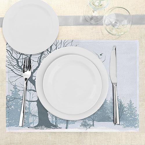 Miniatura 268 de Ambesonne Juego de 4 manteles individuales amarillos y azules, diseño de flores de primavera, flores vibrantes, manteles individuales de tela Azul