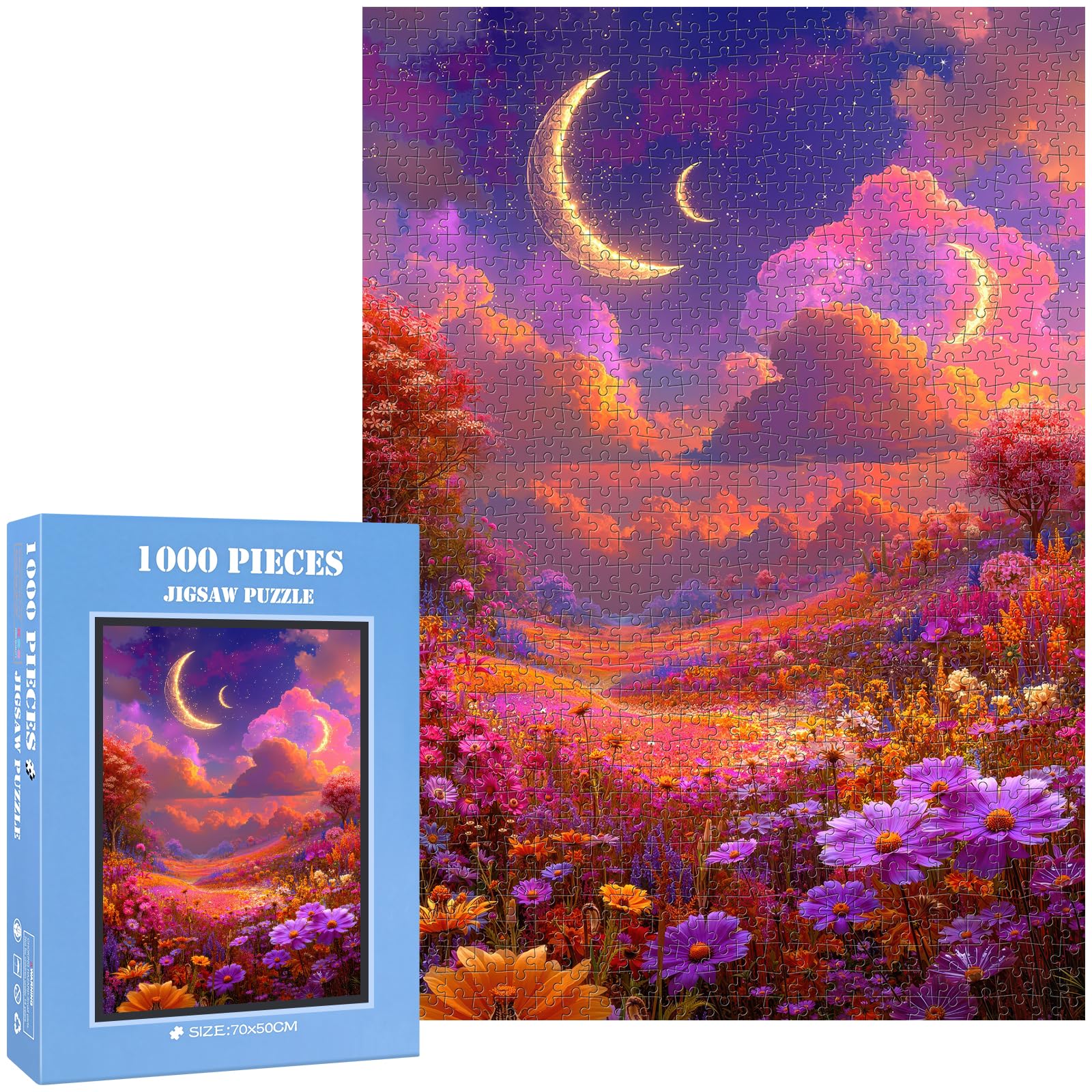 Moonlit Flower Field Jigsaw Puzzles for Adults 1000 Pieces
