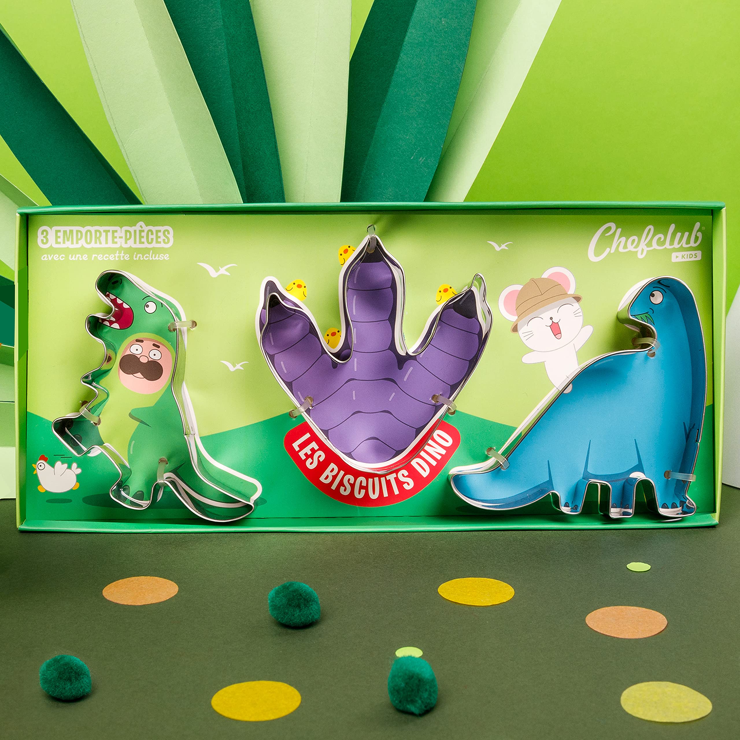 Chefclub Kids Dinosaur Cookie Cutters Kit for Children - Dino Biscuits: Tyrannosaurus, Paw Print and Diplodocus - Image 3