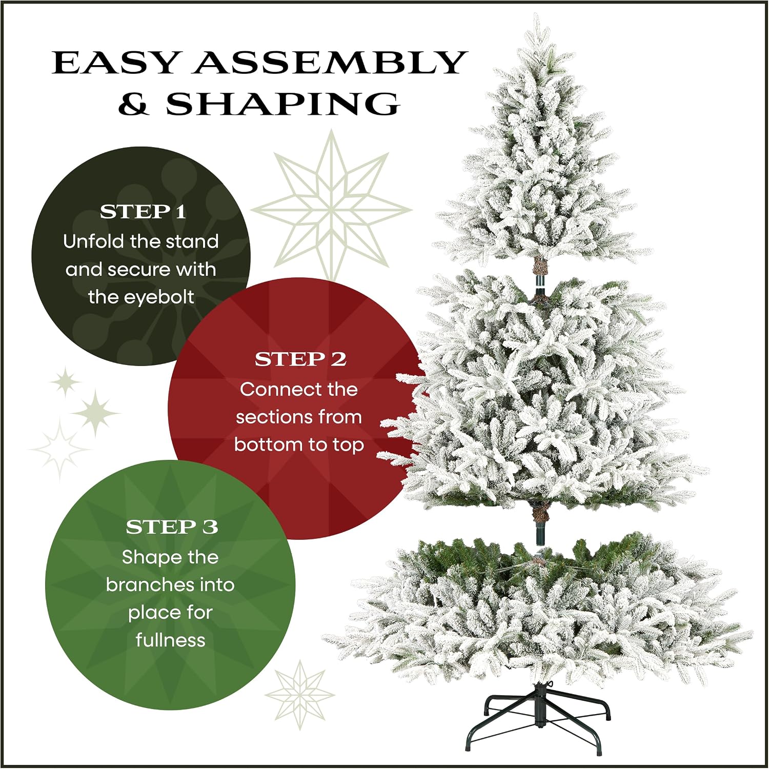 National Tree Company 7.5 ft Pre-Lit Flocked Acacia Artificial Christmas Tree, 550 Clear Lights, 1,300 Branch Tips, Includes Stand, Green