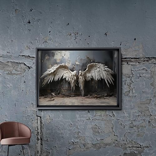 Miniatura 7 de Original Angel Wing Print on Canvas, Abstract Gold Feather Wings Canvas Wall Art, Modern Minimalist Artwork for Living Room Bedroom