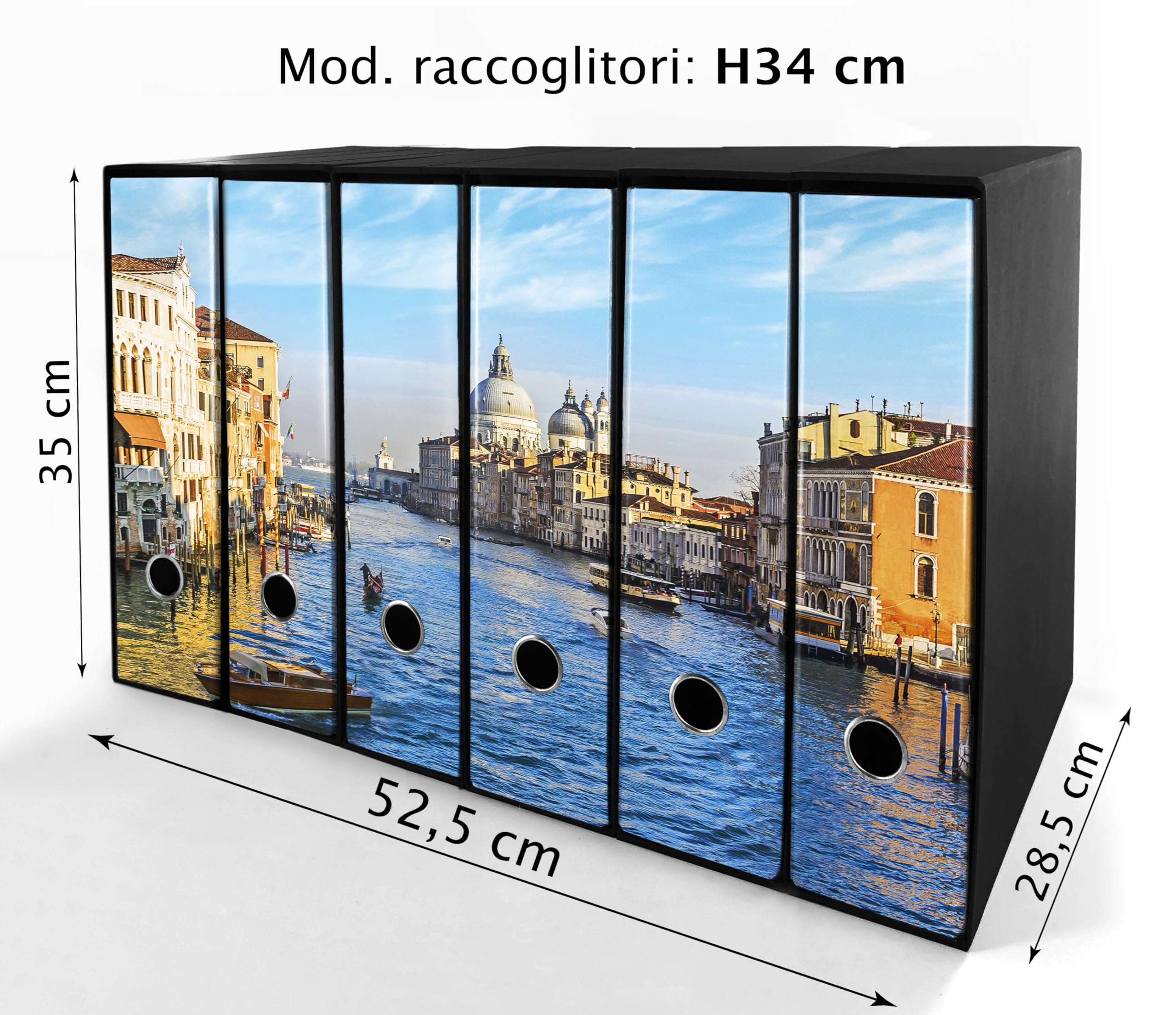 Set da 6 raccoglitori ad anelli VENEZIA, CANAL GRANDE - Faldoni SHAREPRINTING (H34 con 4 anelli)