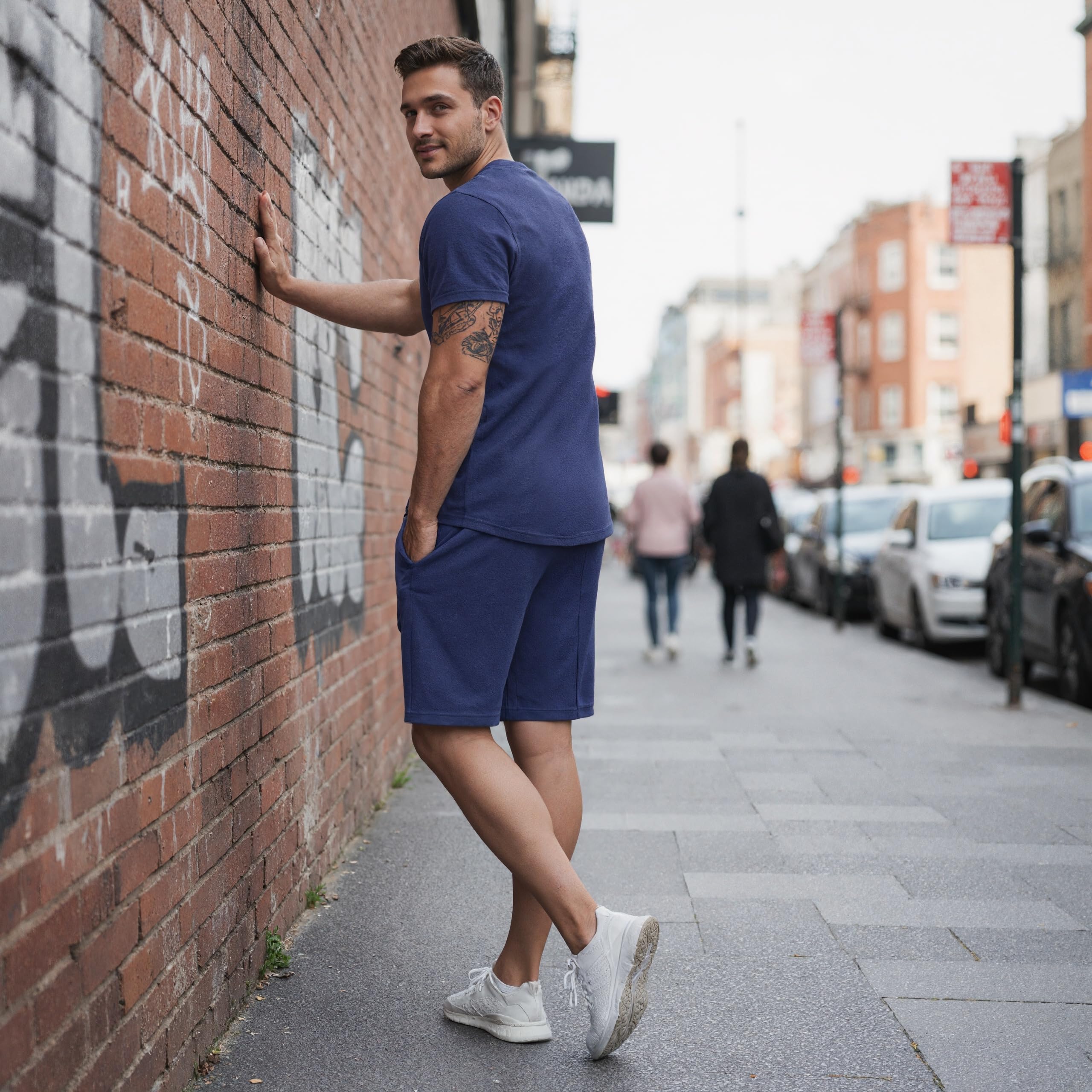 Conjunto corto de 2 piezas para hombre, conjunto de camisa polo y pantalones cortos, conjunto de chándal de manga corta y pantalones cortos para hombre - 4