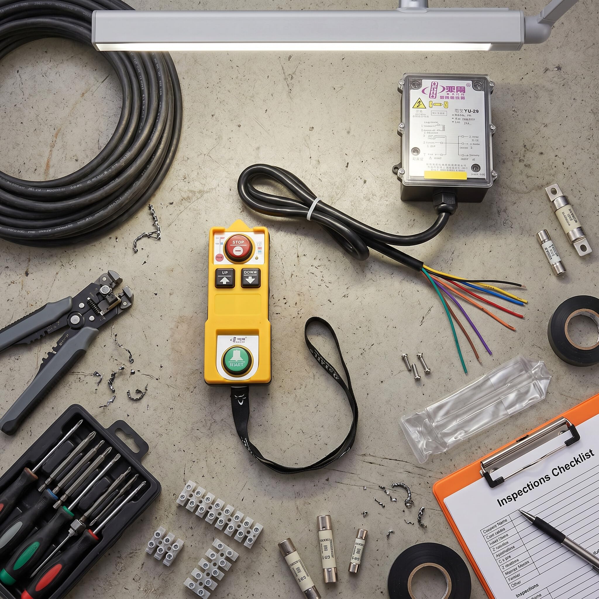 Eujgoov Telecomando wireless industriale YU-2S, telecomando senza fili, pulsante di arresto di avvio, 2 principali componenti di controllo industriale (AC 220V)