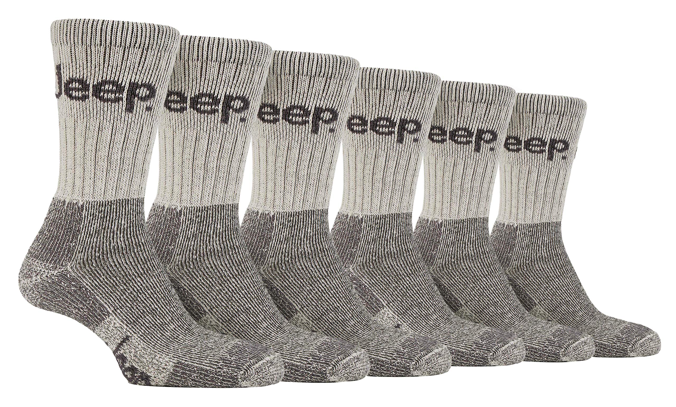 Jeep Men's Stone1 6 Pairs Of Terrain Cushioned Sole Walking Hiking Socks 6-11 Uk, 39-45 Eur