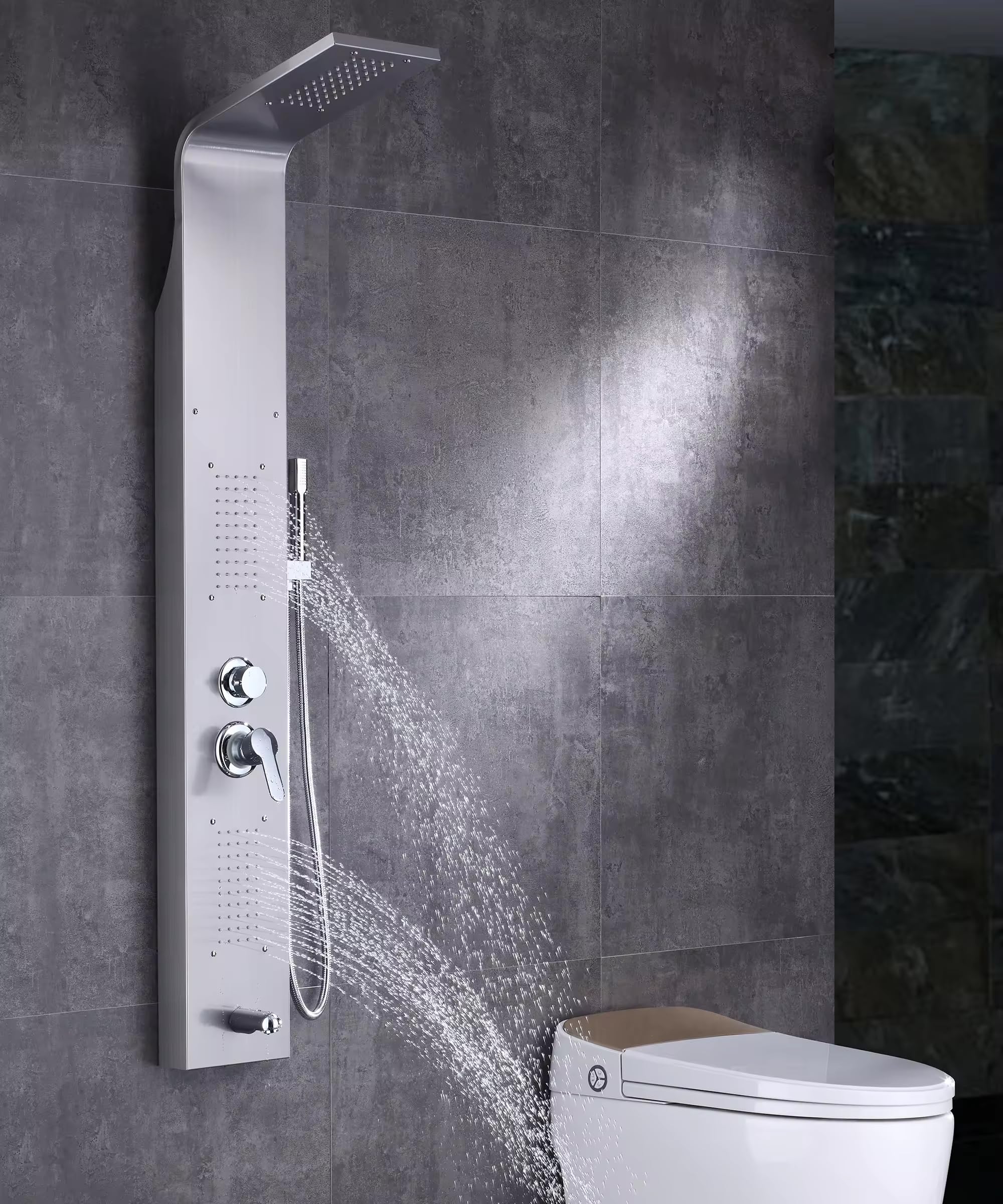 B Backline Stainless Steel 304 Shower Panel | Rainfall Shower | Hand Shower | Body Shower Jet | Wall Mount Shower Panel For Bathrooms (Brushed Chrome) (B0D9CZPVVS) Amazon Price History, Amazon Price Tracker