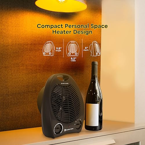 Miniatura 10 de Comfort Zone Calentador de Espacio Portátil Eléctrico de Ventilador Forzado con Termostato Ajustable, Sensor de Sobrecalentamiento, Interruptor de