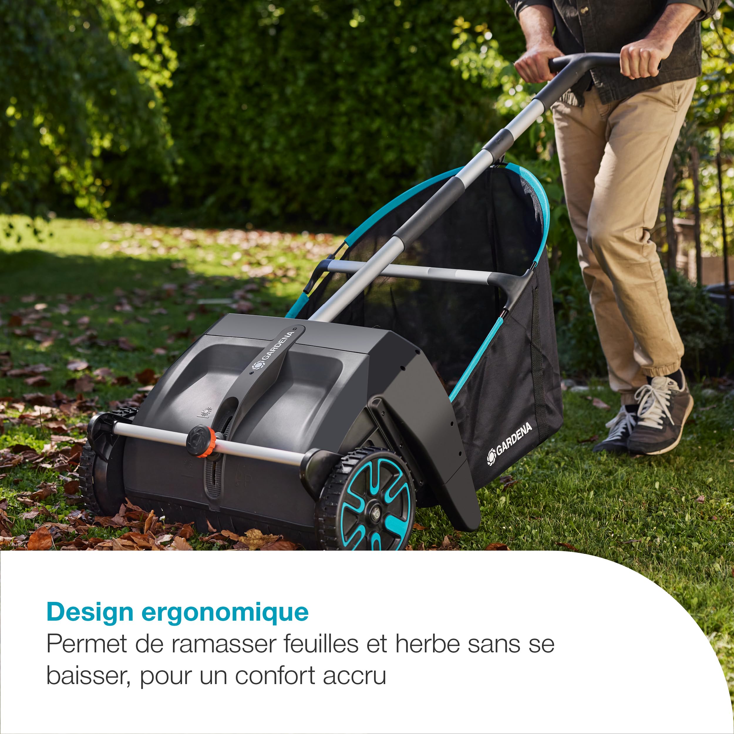 Gardena Collecteur de Feuilles et de pelouse pour pelouses et patios Aides de Jardin: Convient Aussi Bien aux pelouses qu'aux patios, Changement Facile des brosses (3566-20)