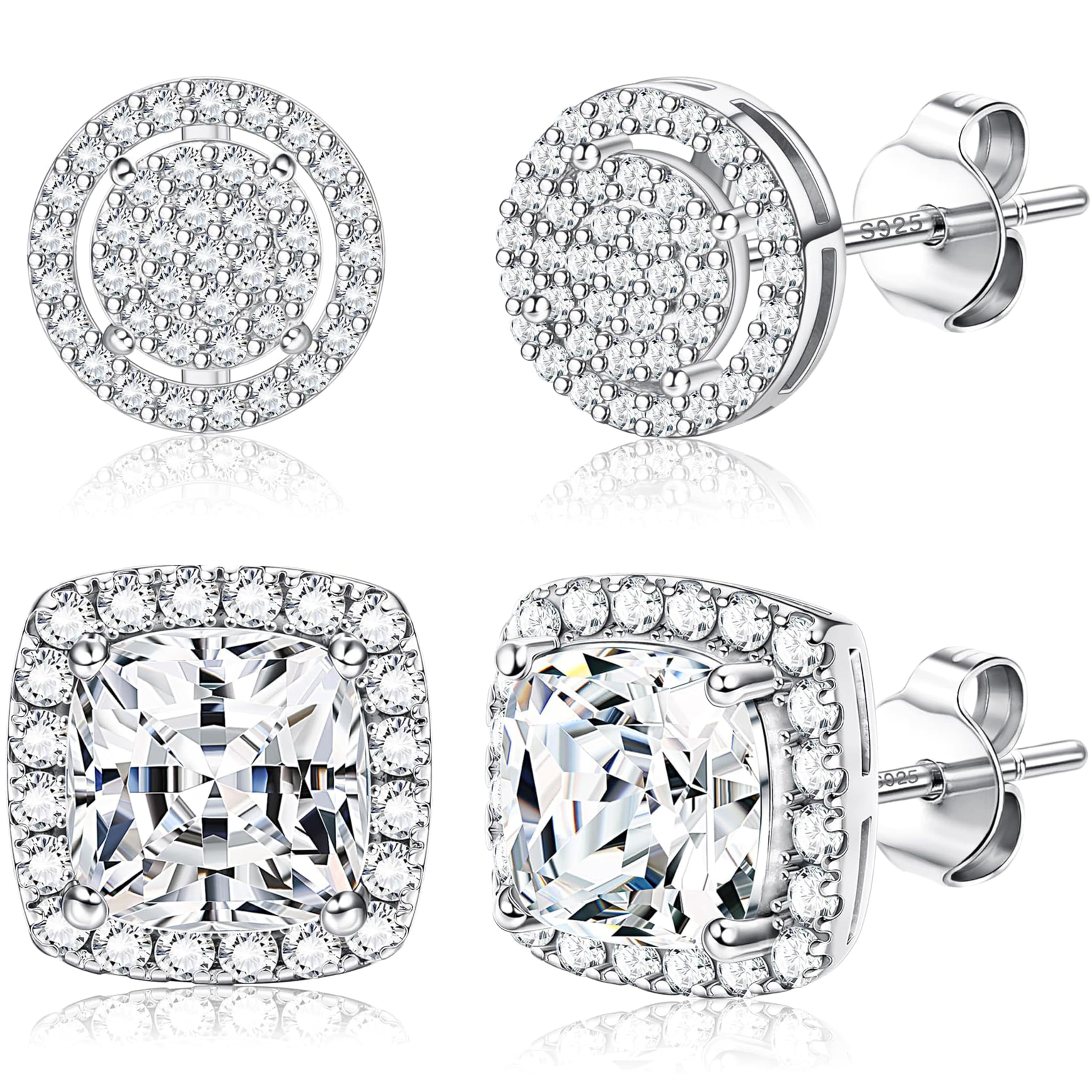 Roheafer Ohrringe Set - 3-4 Paare 925 Sterling Silber Ohrrin