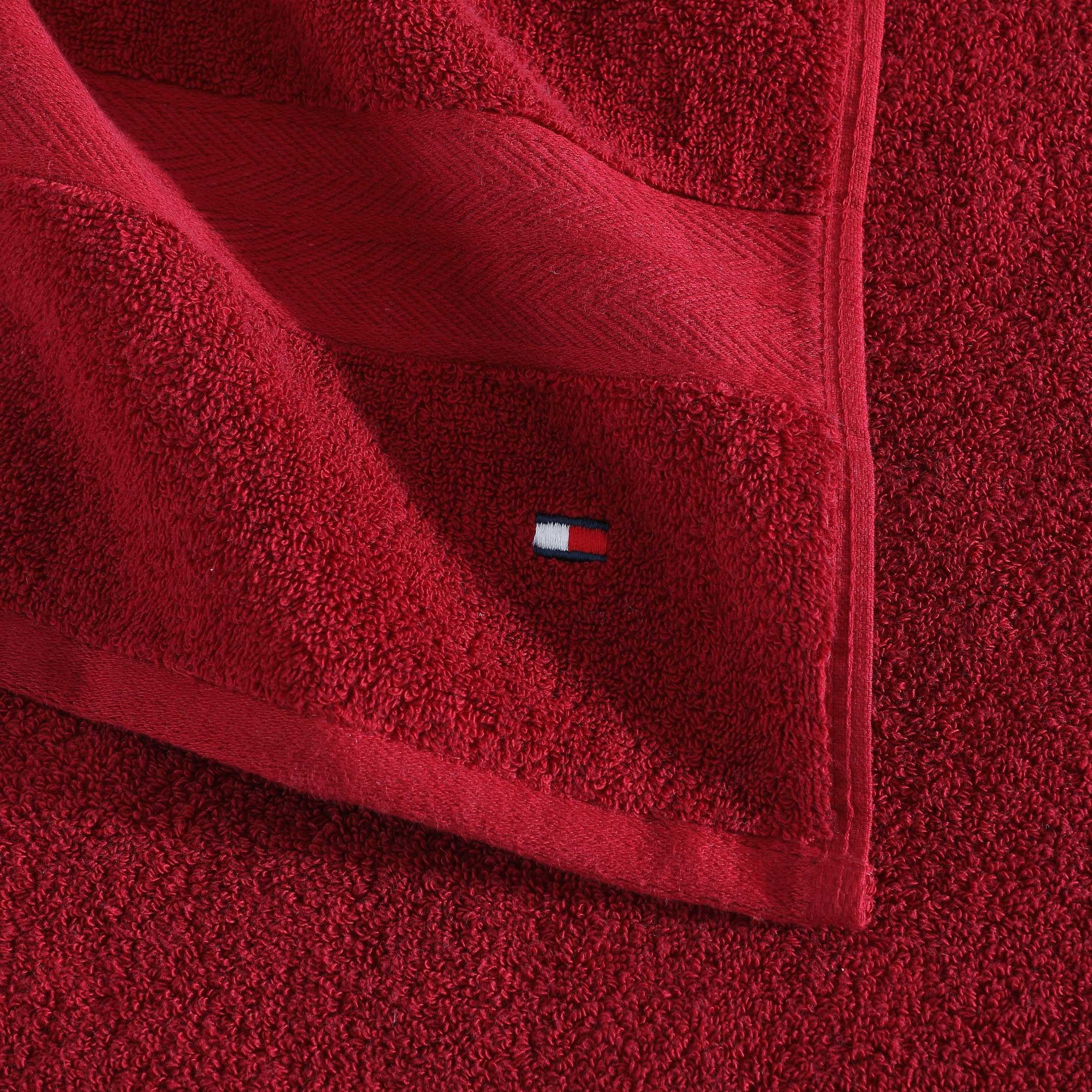 Tommy Hilfiger - Set di asciugamani da bagno, in spugna di cotone assorbente con zero torsione, peso medio, certificato Oeko-Tex (Modern American Red, 6 pezzi)