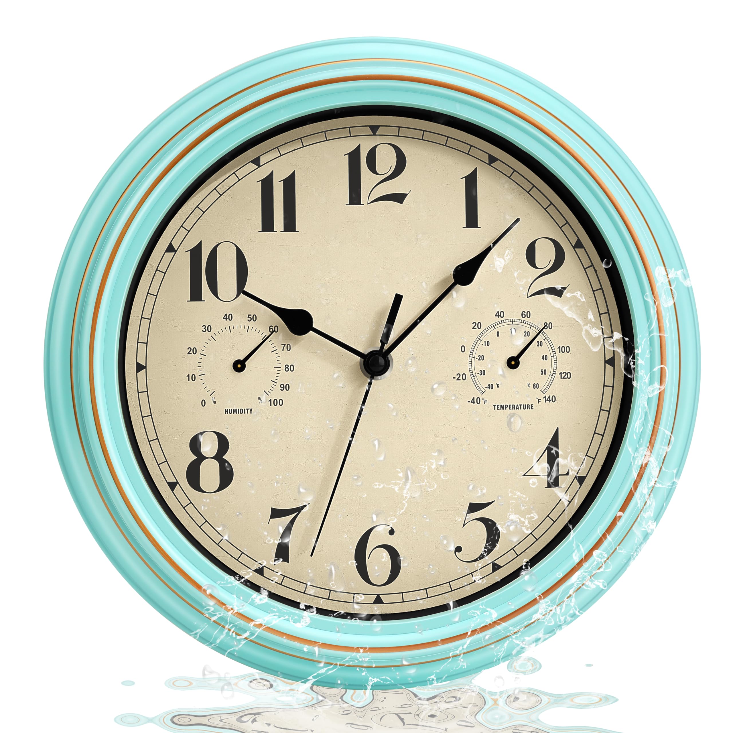 Horloge murale étanche pour salle de bain sans bruit de tic-tac Lumuasky