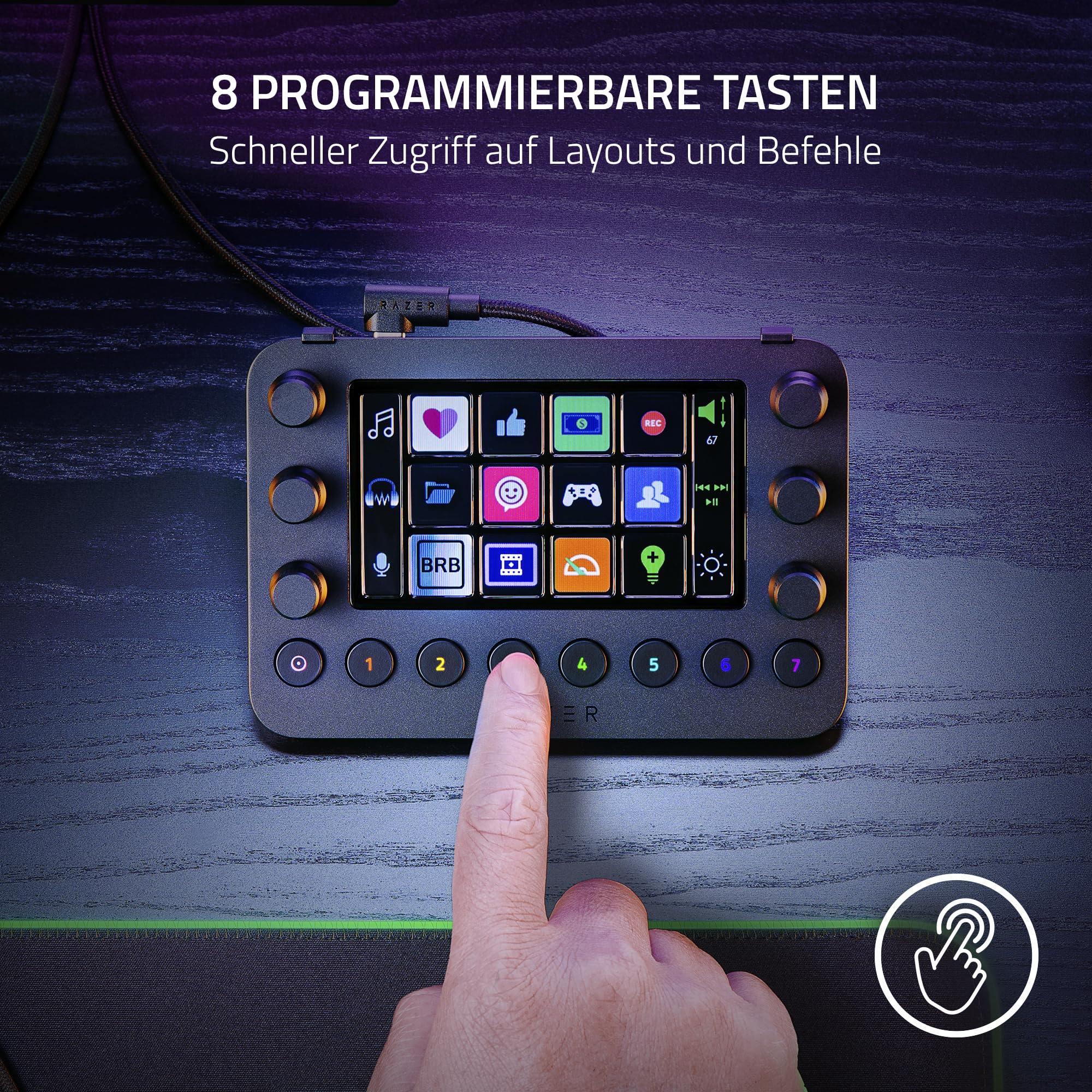 Razer Stream Controller All-in-One-Deck für Streaming und Content-Erstellung Schwarz 12 Tasten 6 Analog-Dials 8 Knöpfe