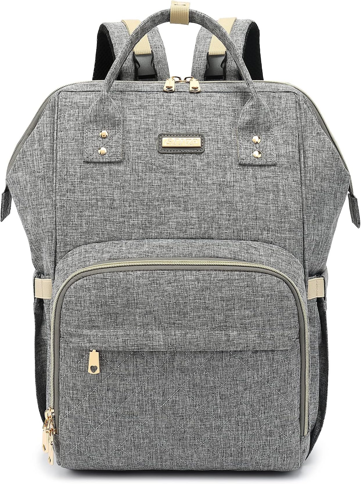 Diaper Bag Backpack, GAIVP Multifunction Travel Back Pack Maternity Baby Changing Bags, Black-Grey