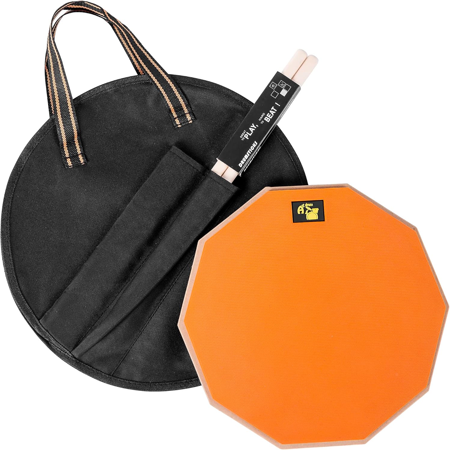 12Inch Drum Practice Pad and Sticks Set, Double Sided