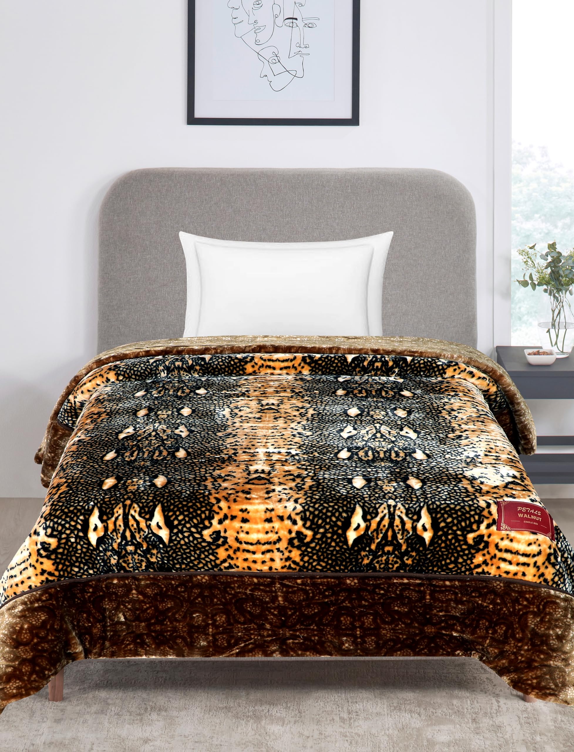 Petals Dreams Blanket Single Bed for Heavy Winter,1100 GSM, 2 Ply, Cloudy Mink Blanket (170x230 cm) (Leopard 05)-image-34