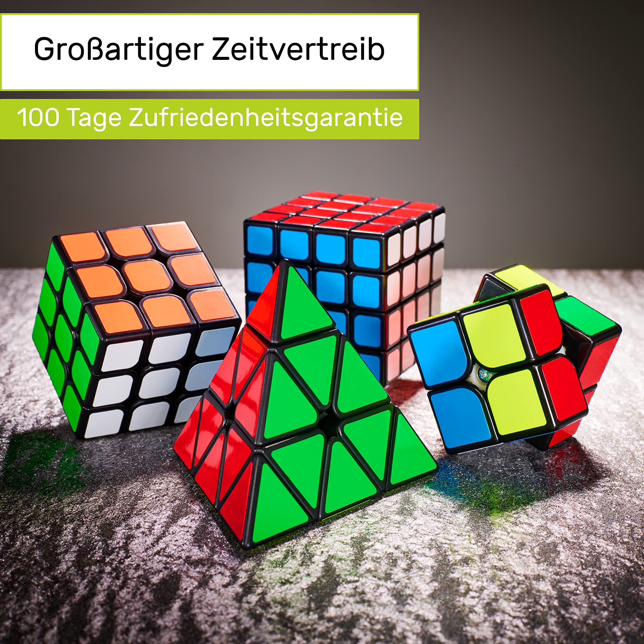 CUBIDI® Zauberwürfel Set - Speed Cube Set 2x2 3x3 4x4 Pyraminx Speedcube, Zauberwürfel für Kinder Erwachsene Anfänger 4 Stück