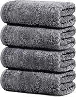 TensTowels Pack of 4 Extra Large 30x60 Inch Bath Towels - 100% Cotton, Lightweight Quick Dry, Super Soft Absorbent, Dark Grey
