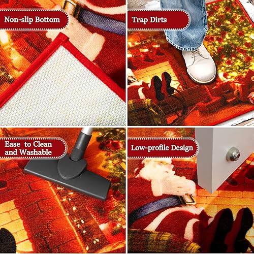 Miniatura 8 de AROGAN Alfombra de Navidad para pasillo dormitorio, 2 x 6 pies, alfombras de pasillo para sala de estar, alfombras de cocina de Navidad, tapete