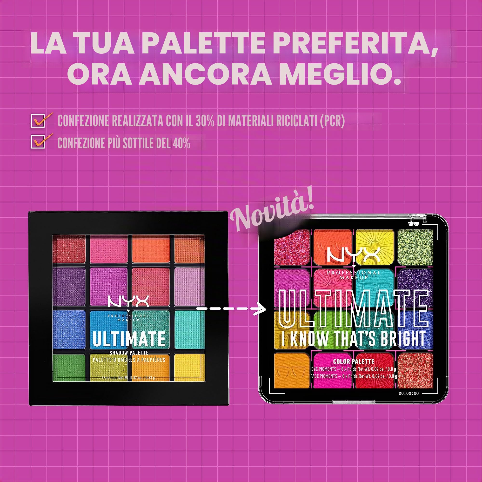 NYX PROFESSIONAL MAKEUP, Tavolozza di ombre definitiva, palette di ombretti - so che è brillante