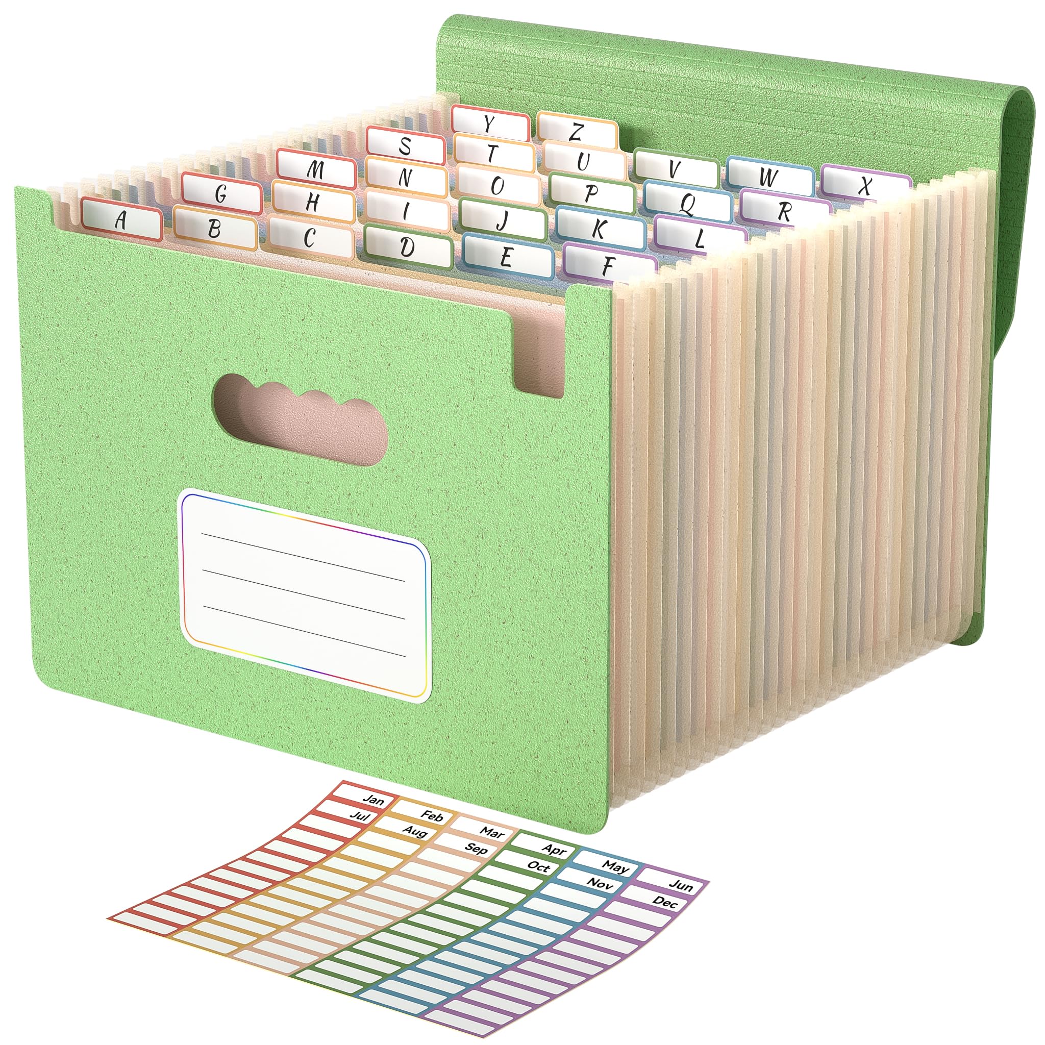 ABC life 26 Pockets Accordion File Organizer, Meadow Green