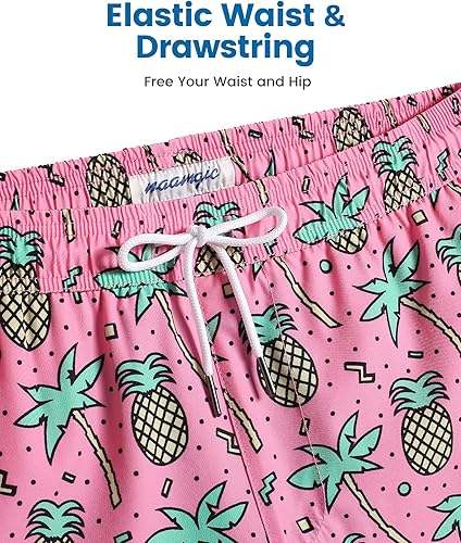 Miniatura 7 de maamgic Traje de baño para hombre con forro de compresión de 5 pulgadas, pantalones cortos de playa elásticos de secado rápido con bolsillos con