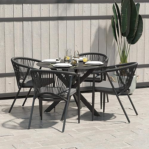 Miniatura 4 de CosmoLiving by Cosmopolitan - Mesa de comedor con tapa de vidrio Circi Collection, colores negro y carbón