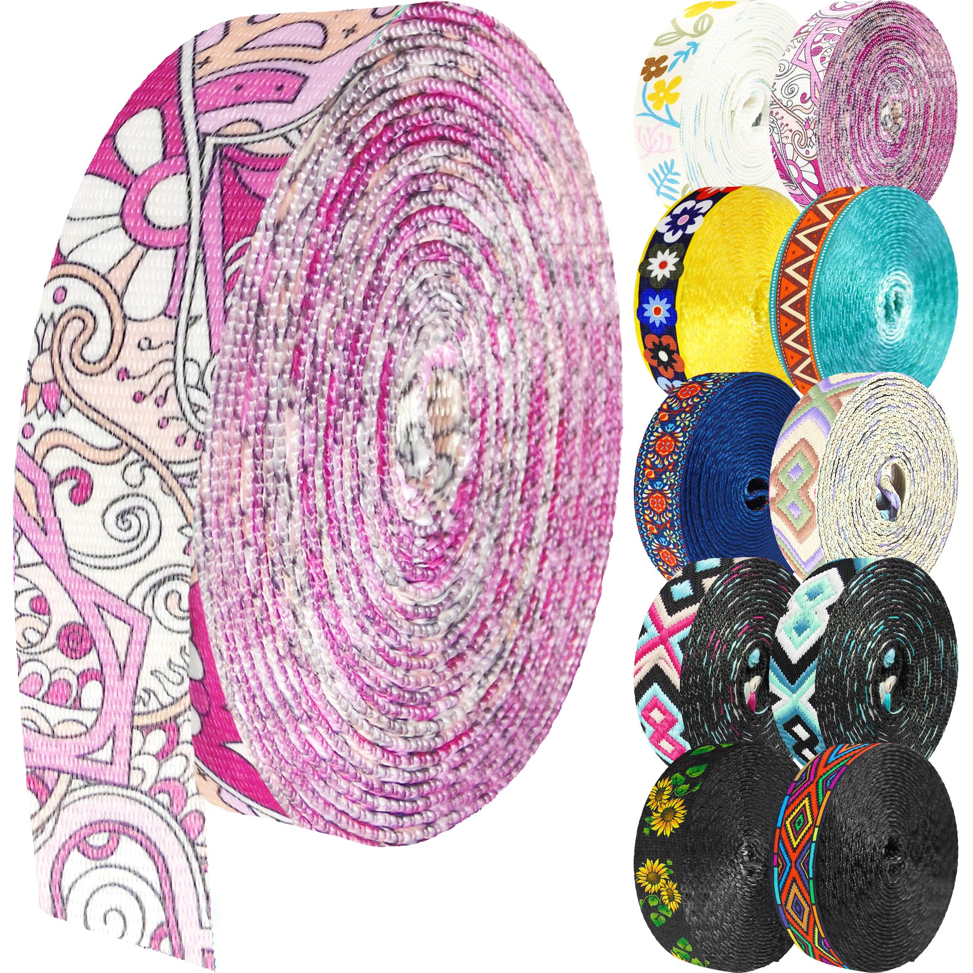 Grosun 1.5 inch Patterned Nylon Webbing Belt Webbing Straps Purse Straps Backpack Straps Nylon Belt